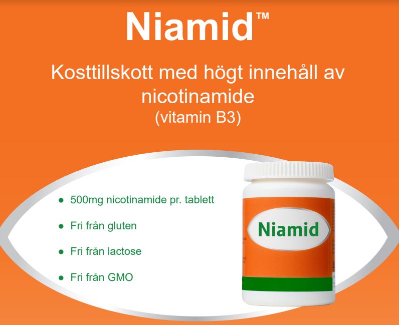 Niamid kosttillskott med nikotinamid 500 mg